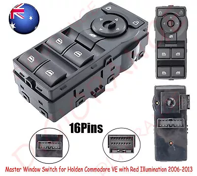 For Holden Commodore VE With Red Illumination 2006-2013 Master Window Switch • $30.09