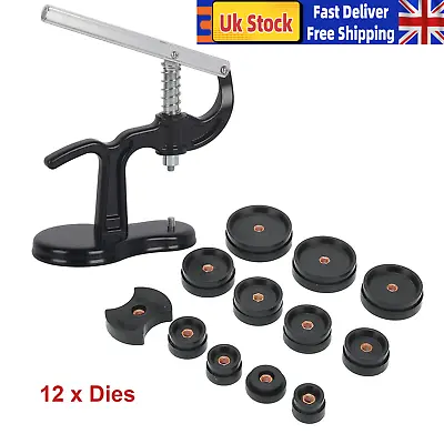 Watch Back Case Cover Press Closer Watchmaker Presser Repair Tool W/12 Dies UK • £9.61