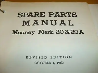 Mooney Mark 20 Mark 20A Parts Manual • $131.44