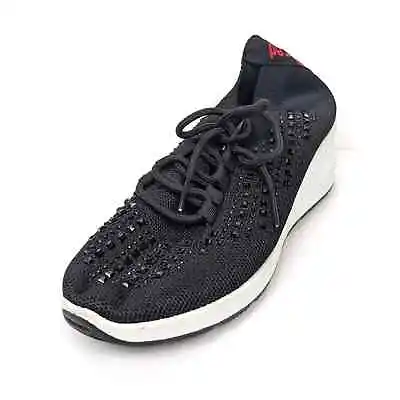 Red By Marc Ecko Womens Shoes Black Jeweled Lace Up Stretch Knit Sneakers Size 8 • $24.99