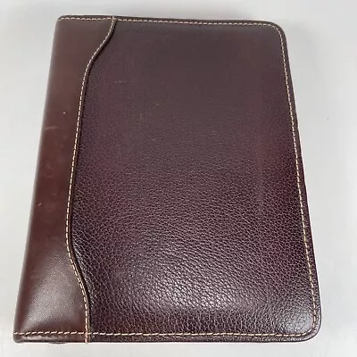 Franklin Quest Leather Compact Planner Binder - 6 Rings-1.25  - Zip - Brown/plum • $47