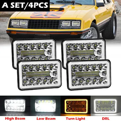 4PCS 4x6 Inch LED Headlights High/Low Halo Beam Bulb For Ford Mustang 1979-1986 • $55.99