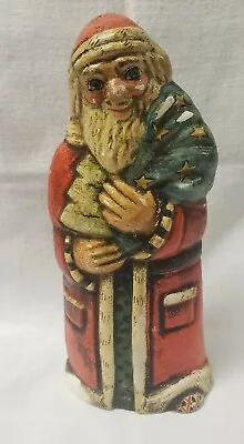 Vaillancourt Chalkware Santa With Angel Holding Sack Signed 1987 7.5 In • $100