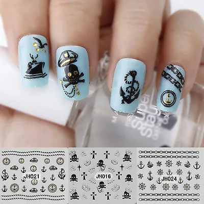 3D Nail Art Stickers Wraps Sailor Michael Jackson Cross Eiffel Tower Paris • £2.24