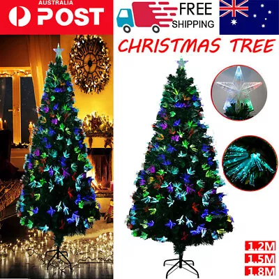 Fibre Optic Pre Lit Christmas Tree 4/5/6FT W/ LED Star Lights Xmas Tree Decor • $57.99