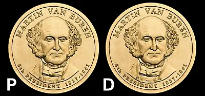 2008 P & D Martin Van Buren Presidential Dollar BU 2 Coin US Mint Set • $6.49