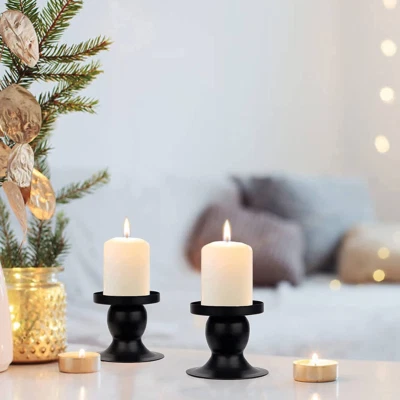 £8.12 • Buy Taper Candle Holder Set Of 2, Metal Candle Holders For Pillar Candles Black-Can