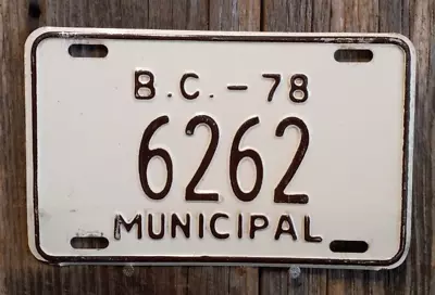 1978 British Columbia  Municipal  License Plate (6262) • $12.95