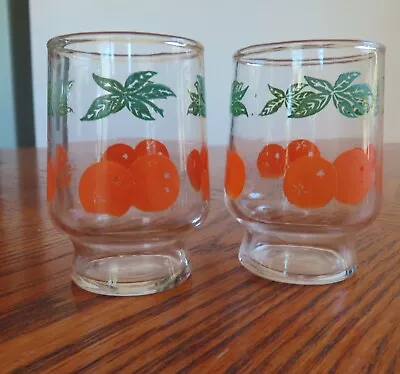 Vintage Anchor Hocking 1987 Orange Juice Glasses 4 Oz Set Of 2 • $14.95
