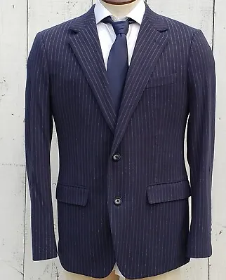 Bonobos Italian Lanificio Knit Cotton NAVY Stripe Blazer Men's 42R Slim Fit NEW • $239