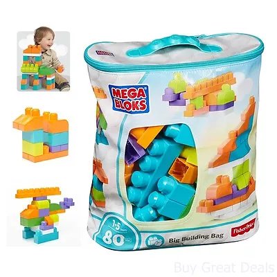 Mega Bloks Bag Child Children Toddler Kids Building Blocks 80-Piece New • $46.98