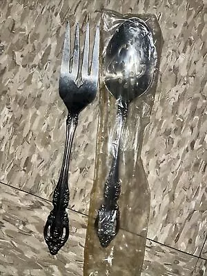 Oneida USA MICHELANGELO Stainless Serving Fork & Pierced Spoon Flatware • $25