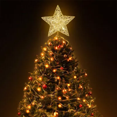 LED Tree Topper Star Christmas Decorations Top Xmas Star Light Up Glitter Gift • $14.99