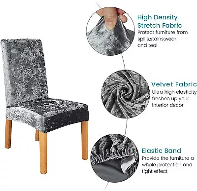 £4.59 • Buy Crushed Velvet Dining Chair Covers Stretchable Protective Slipcover Home Decor