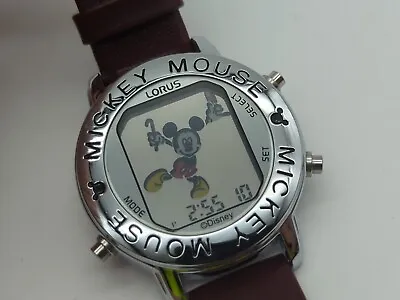 Unisex Disney Lorus Mickey Mouse Dancing Musical Silver Watch RARE NICE BX47 • $106.25