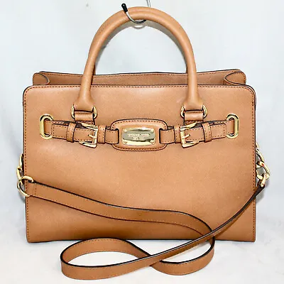 New MICHAEL KORS Hamilton Luggage Tan Belted Leather Tote Bag Brown 38H7XHMS3L • $94.40