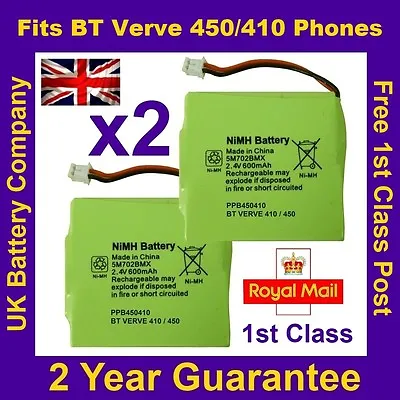 £5.95 • Buy 2 X 5m702bmx Bt Verve 410 450 Cordless Phone Batteries 2.4v 600mah Nimh New Uk
