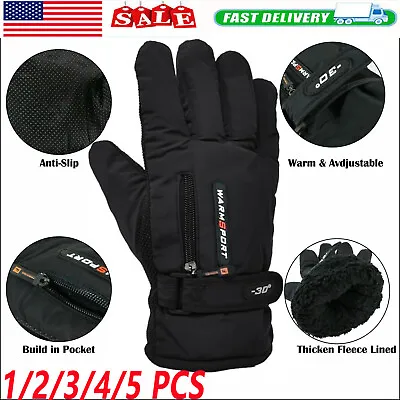Mens Winter Thermal Warm Waterproof Ski Snowboarding Driving  Gloves Mitten Lot • $5.99