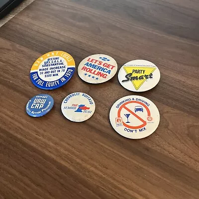 Vintage Lot Of 6 United Auto Workers Pinback Buttons • $19.99