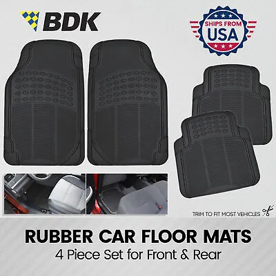 Car Rubber Floor Mats All Weather 4 PC Set Trimmable Black Fits Lincoln Models • $20.99