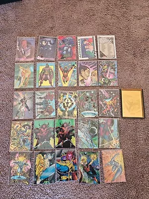 ** Lot Of 26 Various Marvel Cards Foils Holograms Rare ** • $12