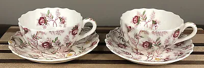 Set 2 SPODE COPELAND England Rosebud Chintz Tea CUP & SAUCER Fine China Floral • $19.99
