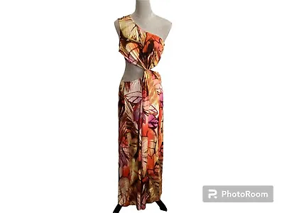 Venus Maxi Dress XL Cutout Side And Back Orange Multi Print Silt Pullover 0269 • $24