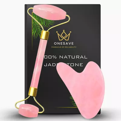 Rose Quartz Jade Face Roller Gua Sha Set Anti Aging Face Roller Women Skincare • £9.99