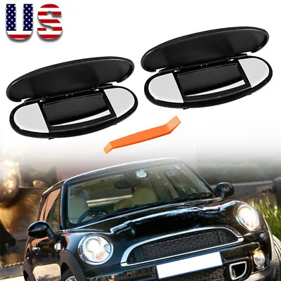 2x Sun Visor Vanity Mirror Cover Black For BMW MINI Cooper R55 R56 R60 2007~15 • $38.99