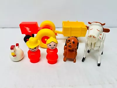 Vintage Fisher Price Little People Toy Playset With Animals People & Tractor  • $24.95