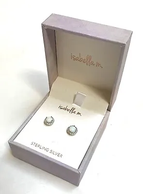 Isabella M OPAL STERLING SILVER Cubic Zirconia Stud Earrings • $23.98