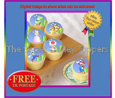 Super Mario Edible Rice/Wafer Paper Cupcake Birthday Cake Toppers • £2.09