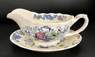 Vintage Mason’s Regency Blue Gravy Boat & Saucer England • $38.21