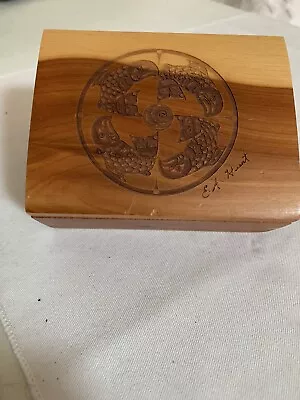 Northwest Coast Cedar Wood Trinket Box - Signed   • $13.50