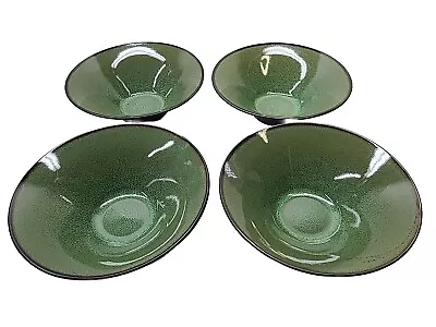 Gabbay Fusion Wasabi Soup Cereal Bowl Green Speckled Brown 7  Set Lot Of 4 • $29.95