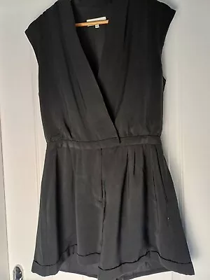 REISS Black Louise Wrap Front Playsuit - Size 12 - Excellent Cond • £45