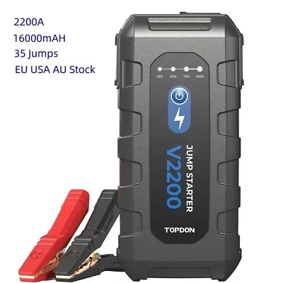 TOPDON V2200Amp USB Car Jump Starter Pack Booster Battery Charger Power Bank UK • £75.50