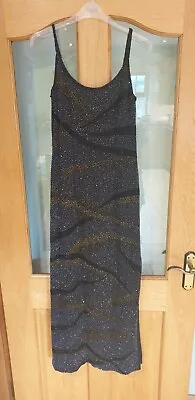 £39.99 • Buy After Six Ronald Joyce Long Dress Silk Beaded Black And Gold Size 10