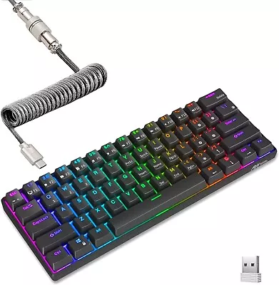 RK ROYAL KLUDGE RK61 60% Mechanical Keyboard With Coiled Cable 2.4Ghz/Blueto... • $120.44