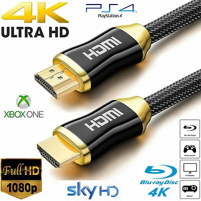 £3.89 • Buy Premium 4k Hdmi Cable 2.0 High Speed Gold Plated Braided Lead 2160p 3d Hdtv Uhd