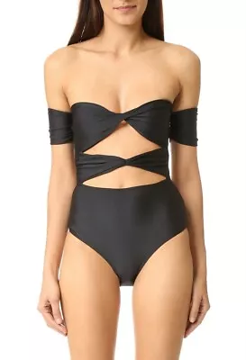 6 Shore Road By Pooja Black Wanderlust Cut Out Keyhole One Piece Swimsuit Size S • $63.75