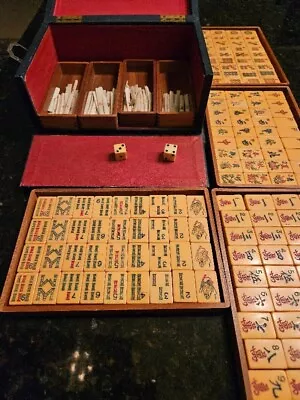 Complete Vintage Mah-Jongg Playing Set In Decorated Box With 144 Tiles • $420