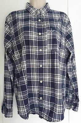 £8.77 • Buy Mens Hollister Stretch Blue And White Checked Shirt Size Medium
