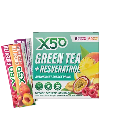 Green Tea X50 - Energy Drink | 60 SERVES | RESVERATROL ANTIOXIDANT Weight Lose • $58.95