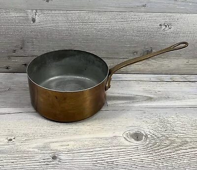 VTG Metaux Ouvres-Vesoul Art Et Cuisine Copper Sauce Pan W/Brass Handle France • $34.95