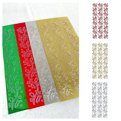 £1.79 • Buy Christmas Peel Off Sticker Sheet - Holly Borders Mirror Effect Card Crafts