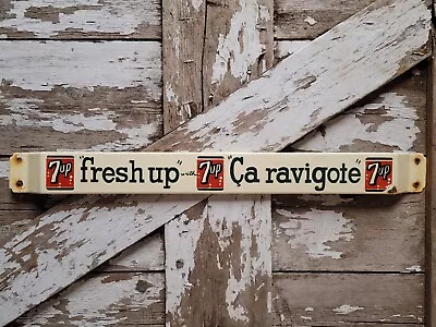 Vintage 7up Porcelain Sign Door Push Bar 32  Soda Pop Beverage Ca Ravigote Cola  • $305.33