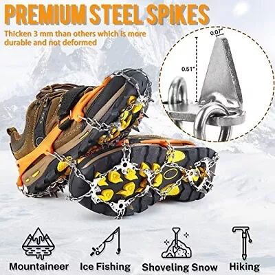 Ice Crampons Micro Spikes Ice Cleats For Boots Anti Slip Size L  Snow Grips • $15