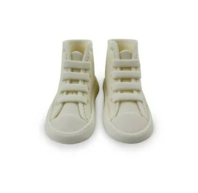 White Edible Booties Baby Shower High Tops Converse Trainers Cake Topper  • £13.63