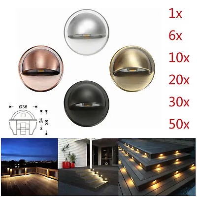 1-50X Ø35mm 12V Half Moon Outdoor Pathway LED Deck Stair Step Fence Lights IP65  • £9.79